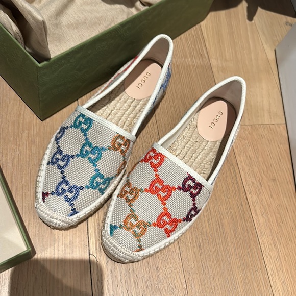 Gucci Rainbow Multicolor psychedelic mini gg espadrilles size 37.5 - Picture 5 of 6